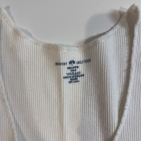 brandy melville ribbed white v neck top coquette cottagecore y2k vintage dainty - Picture 4 of 6